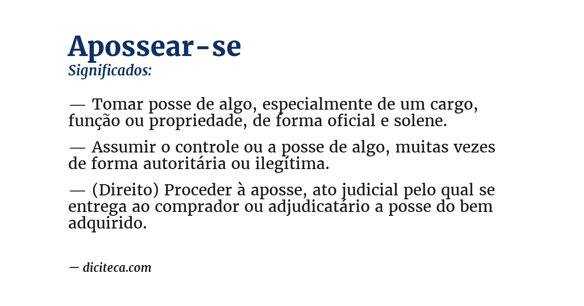 Significado de apossear-se