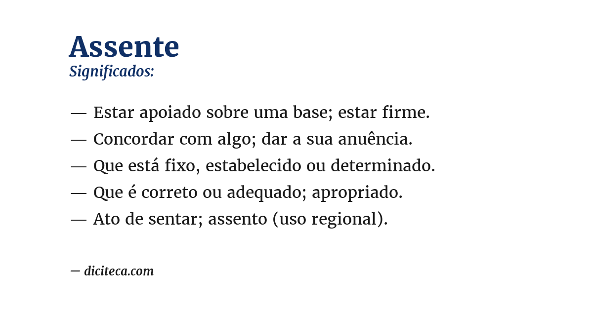 Significado de assente