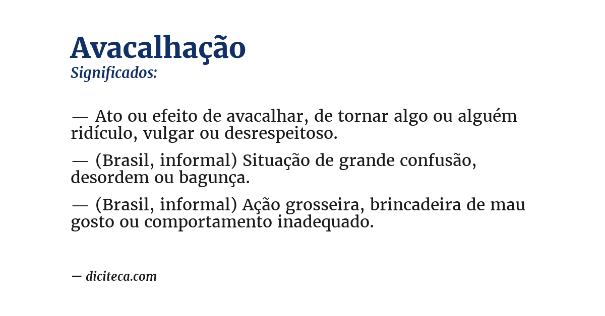 Significado de avacalhação