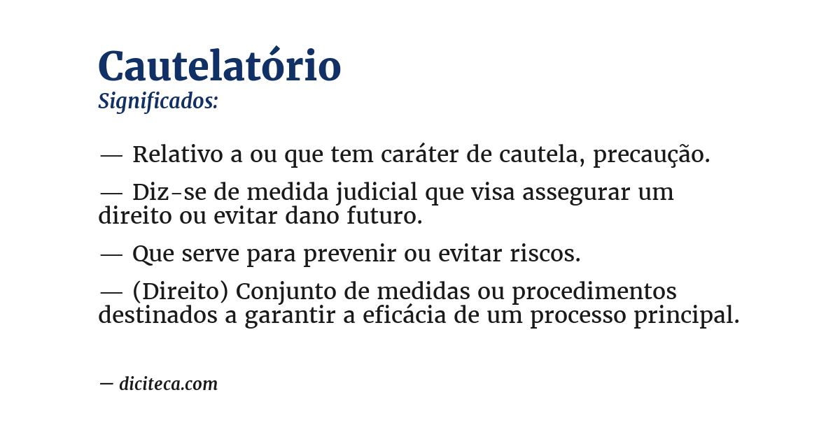 Significado de cautelatório