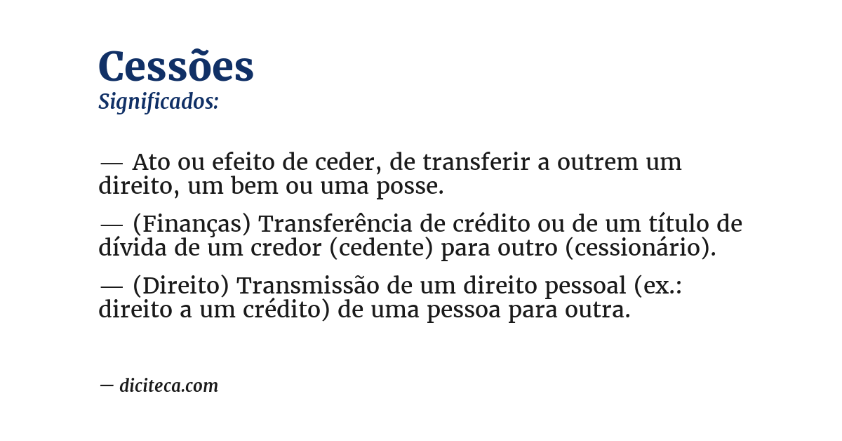 Significado de cessões