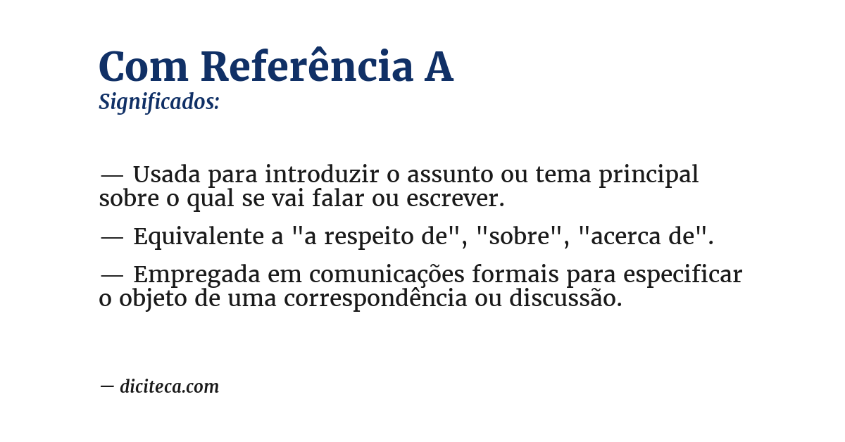 Significado de com referência a