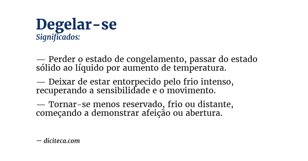 Significado de degelar-se