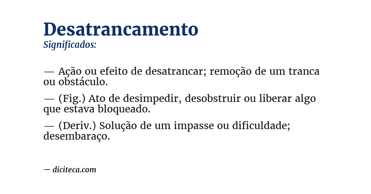Significado de desatrancamento