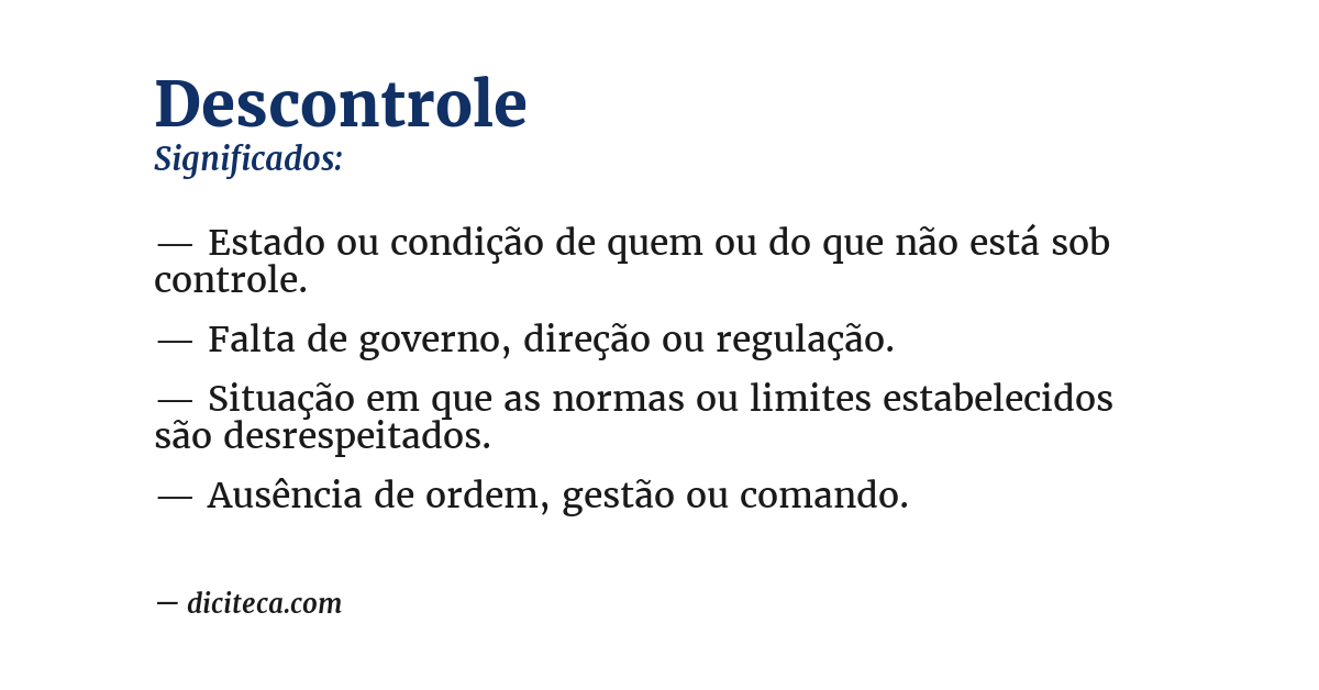 Significado de descontrole