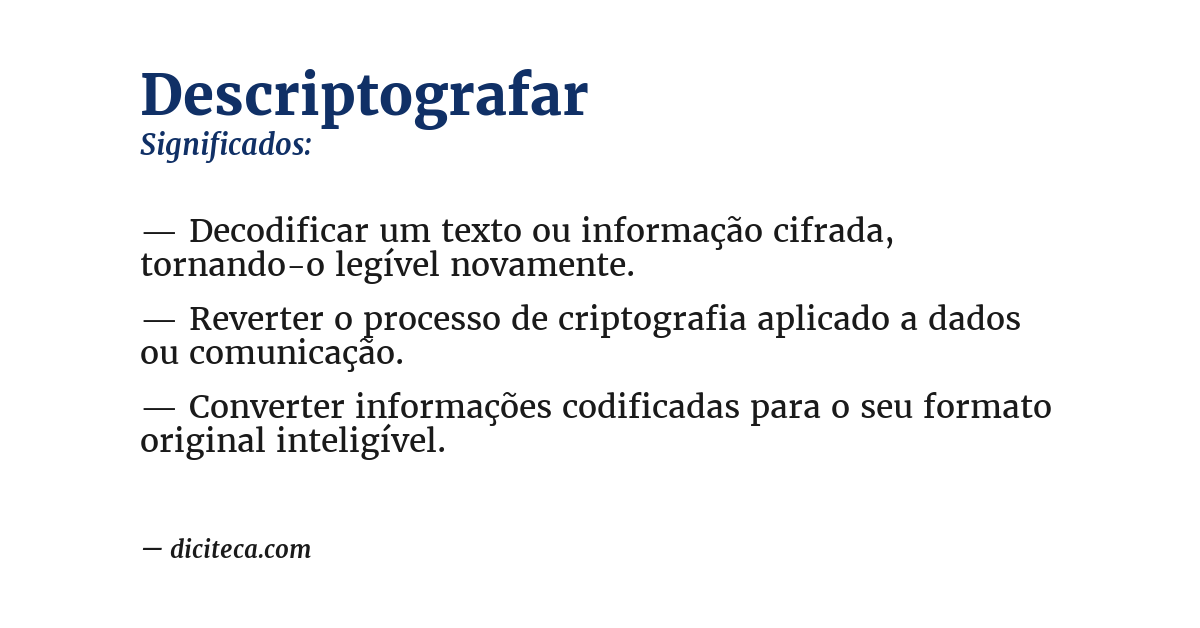 Significado de descriptografar