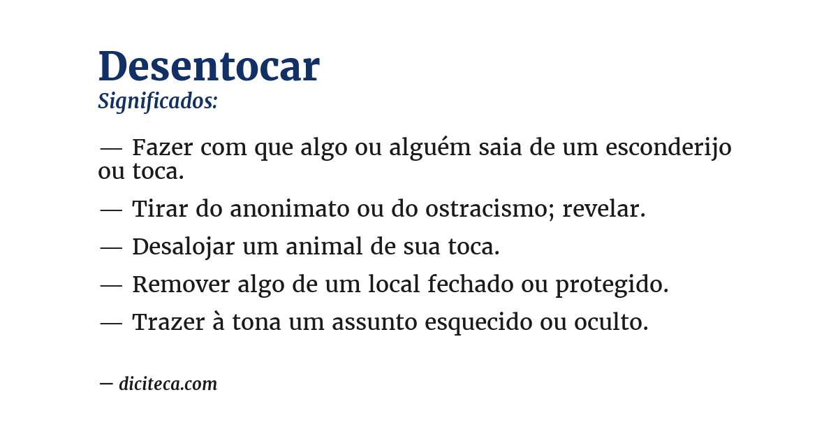 Significado de desentocar