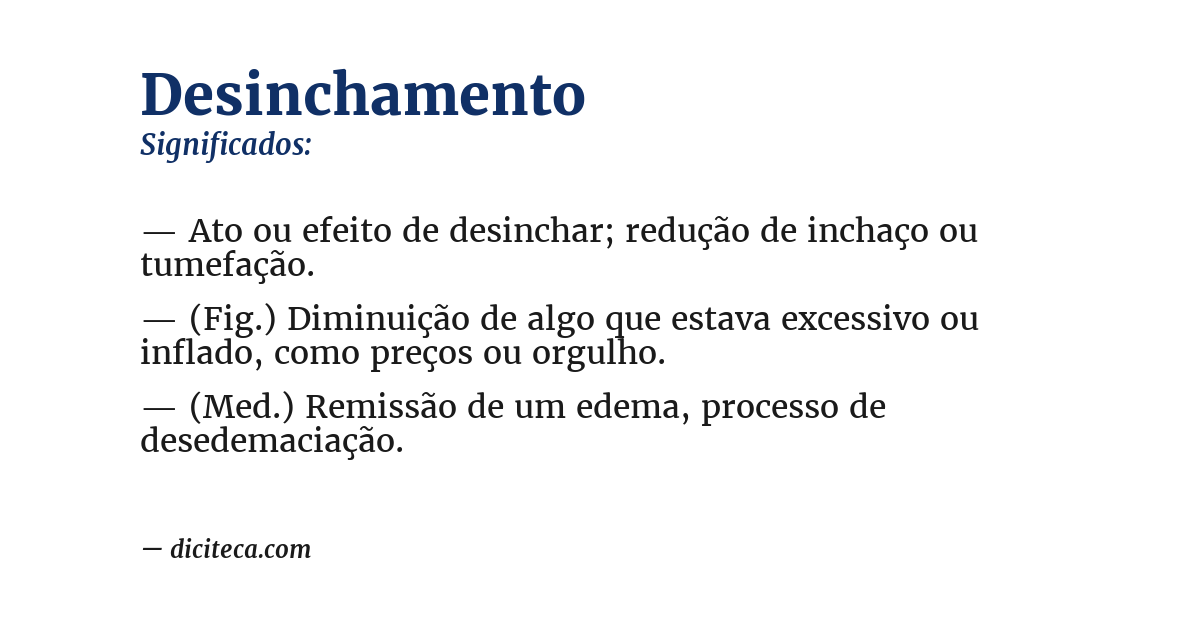 Significado de desinchamento