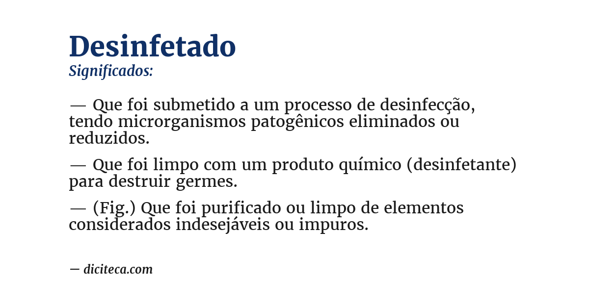Significado de desinfetado