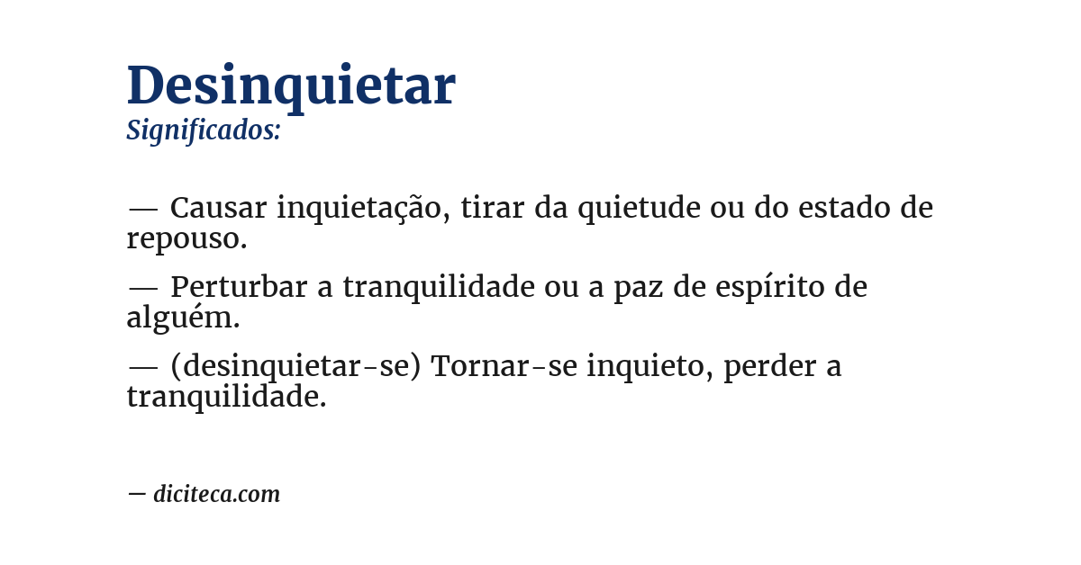 Significado de desinquietar
