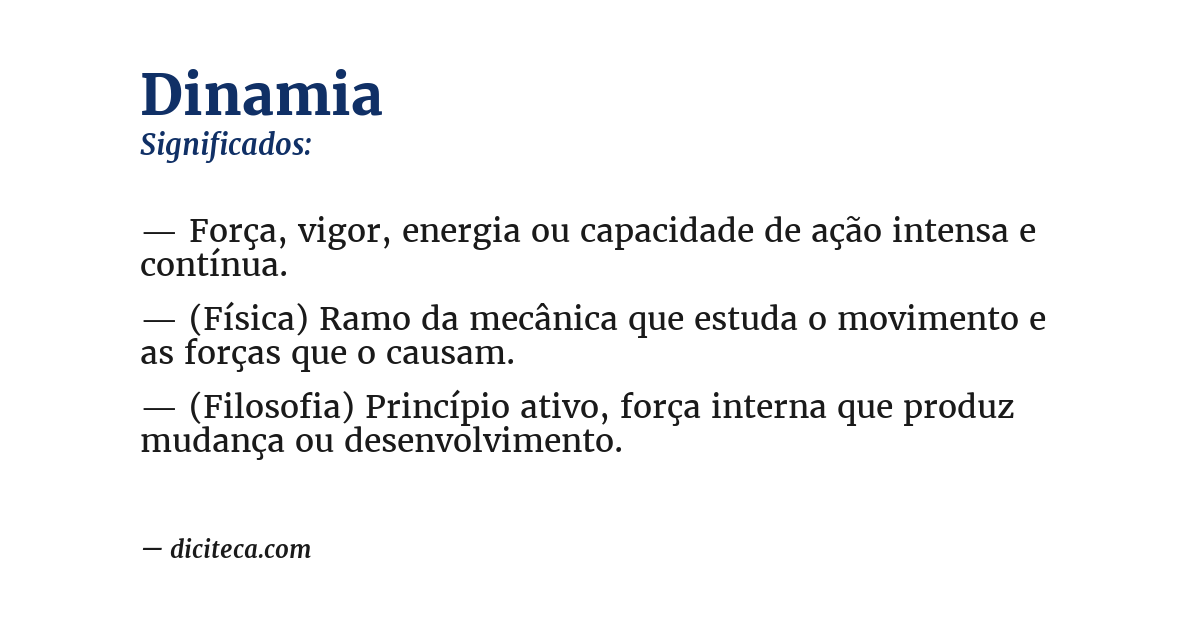 Significado de dinamia