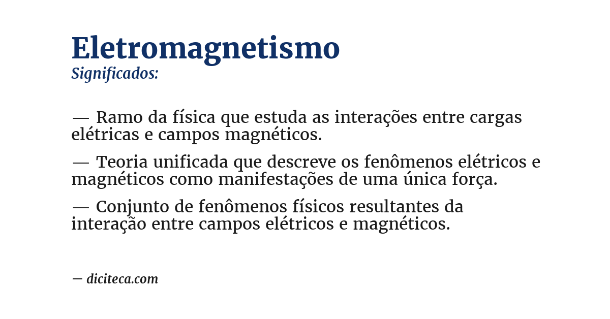 Significado de eletromagnetismo