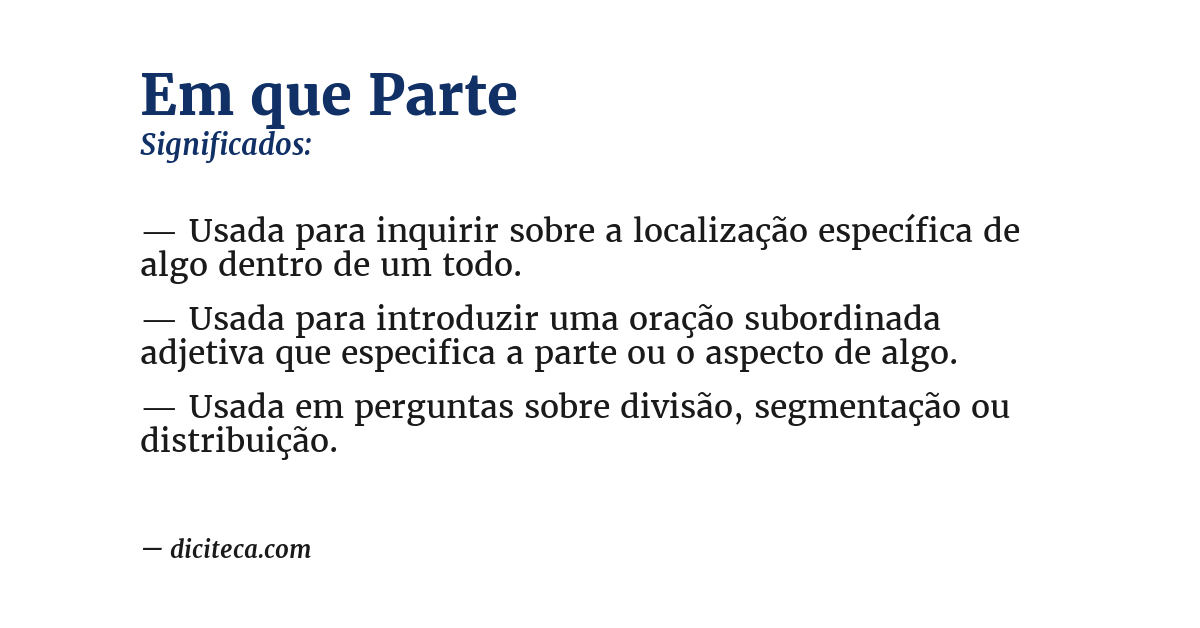 Significado de em que parte