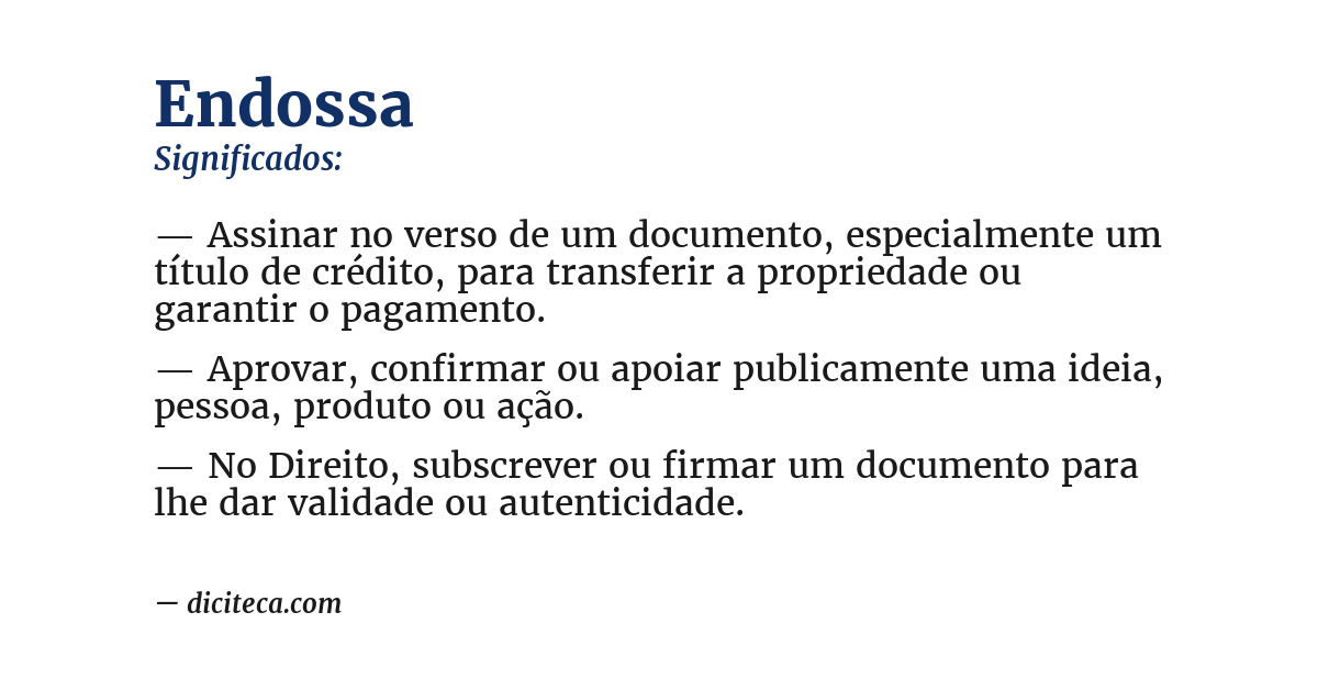 Significado de endossa
