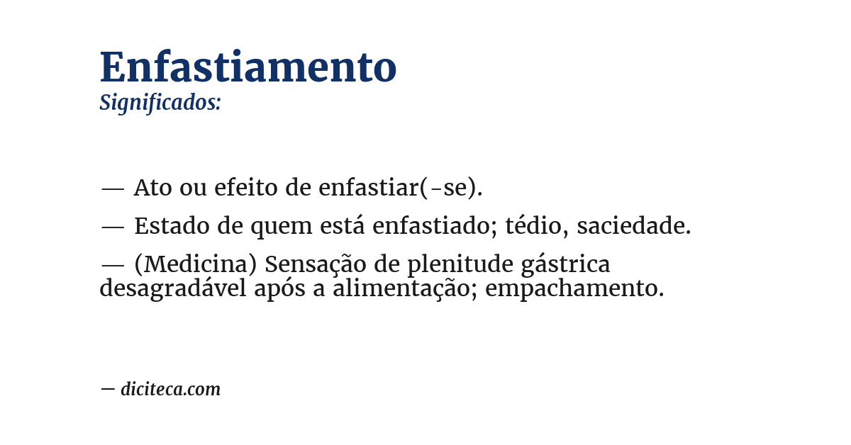 Significado de enfastiamento