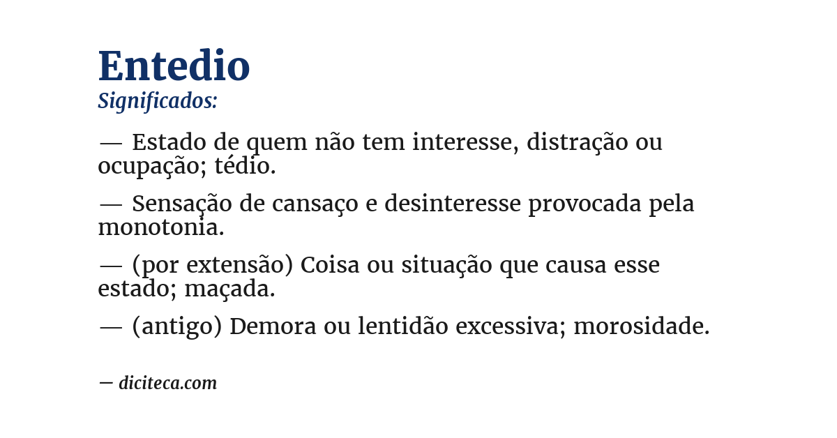 Significado de entedio