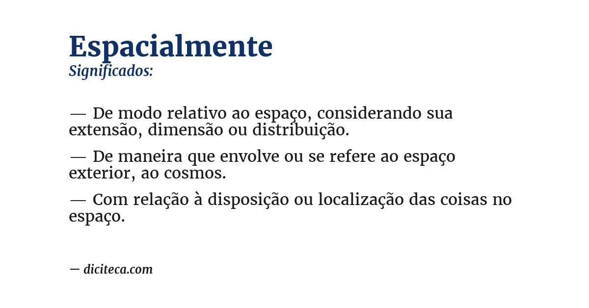 Significado de espacialmente