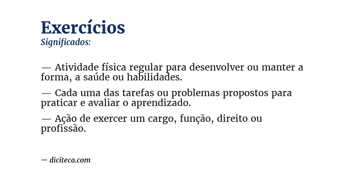 Significado de exercícios