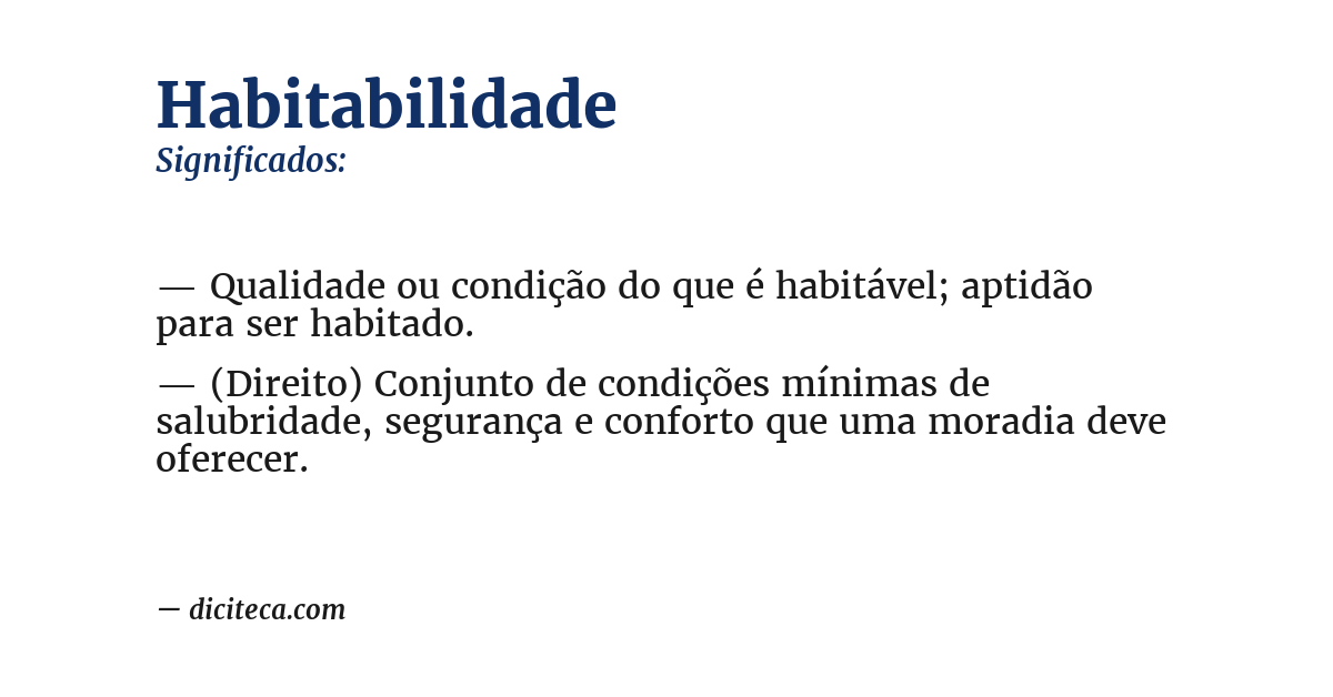 Significado de habitabilidade
