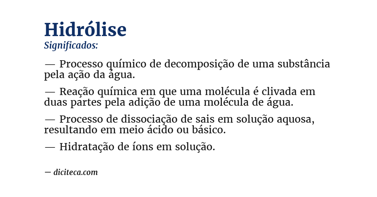 Significado de hidrólise