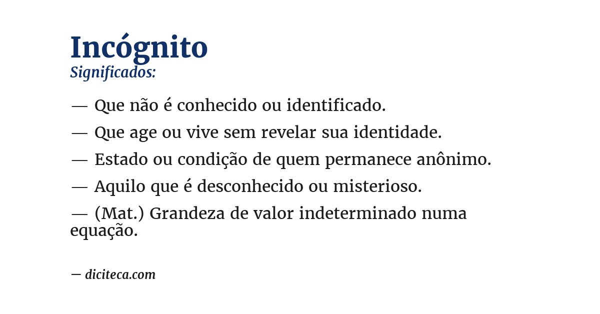 Significado de incógnito