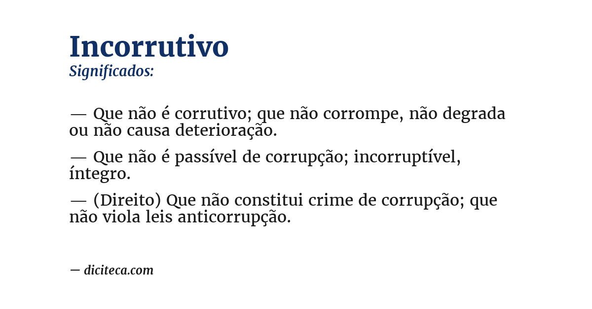 Significado de incorrutivo