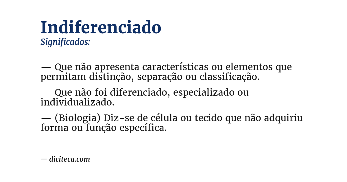 Significado de indiferenciado