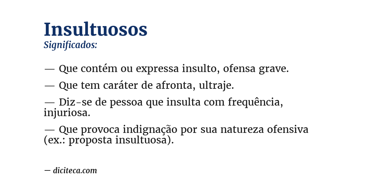 Significado de insultuosos
