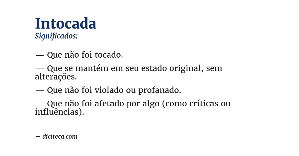 Significado de intocada