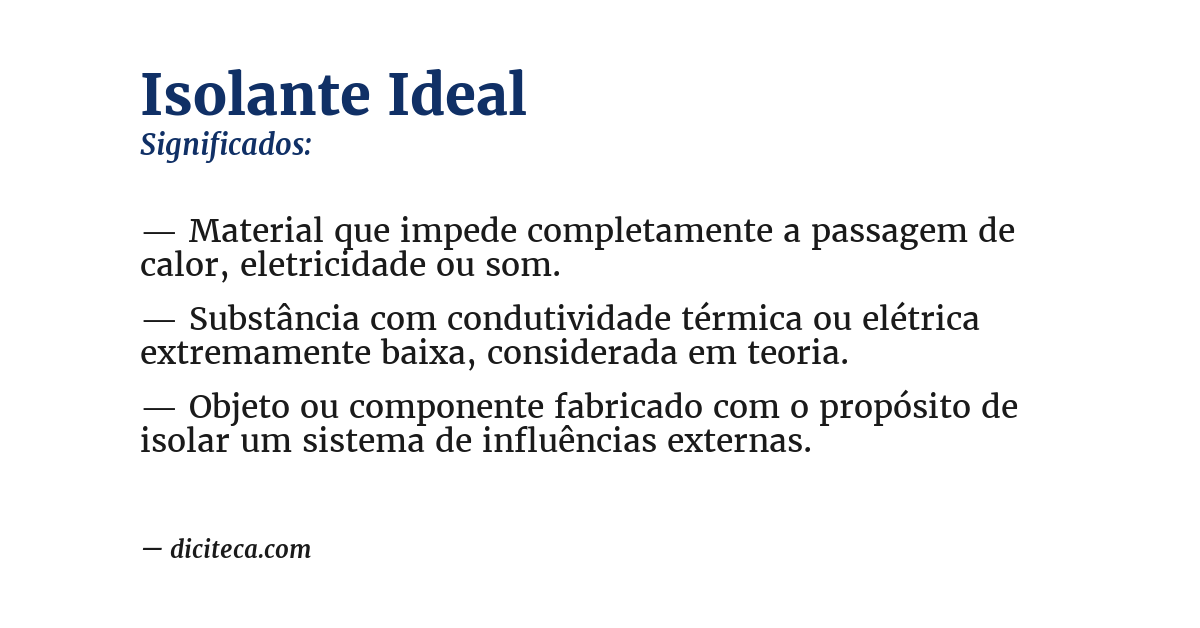 Significado de isolante ideal