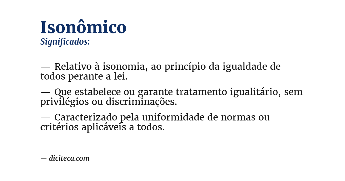 Significado de isonômico