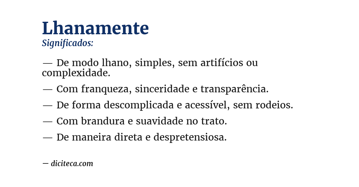 Significado de lhanamente