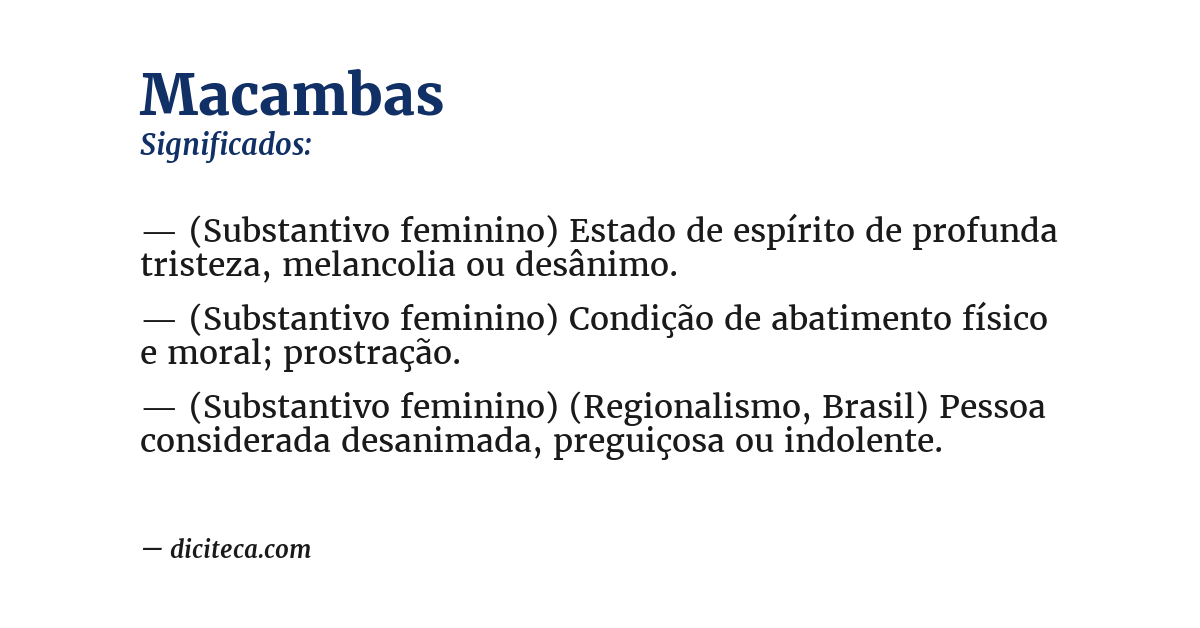 Significado de macambas