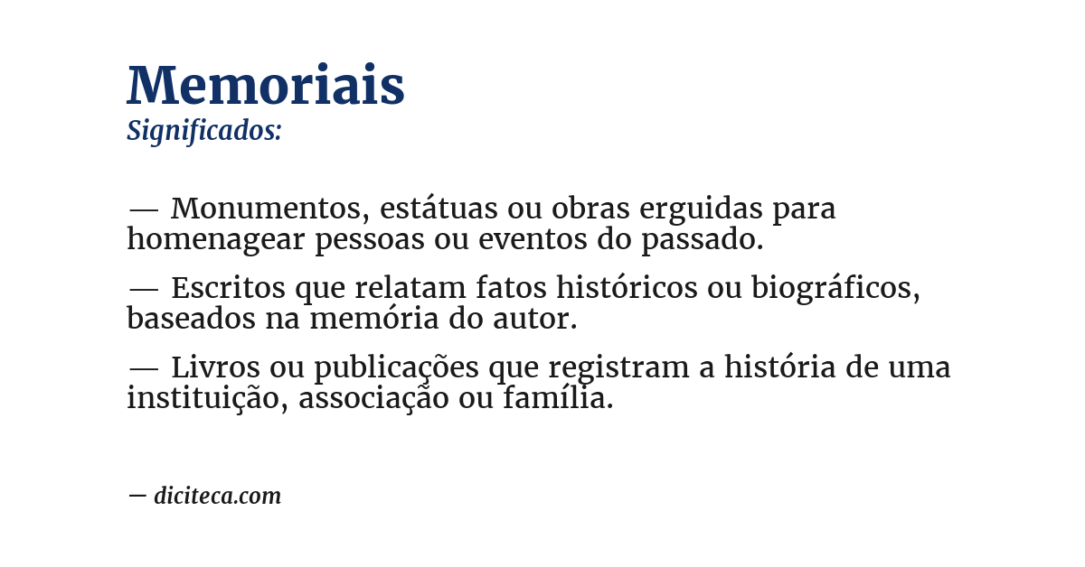Significado de memoriais
