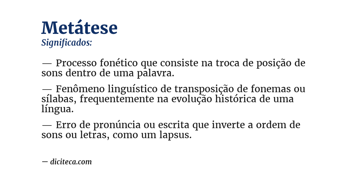 Significado de metátese