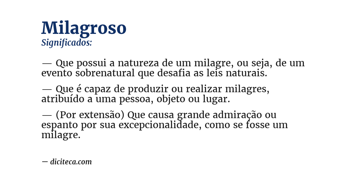 Significado de milagroso
