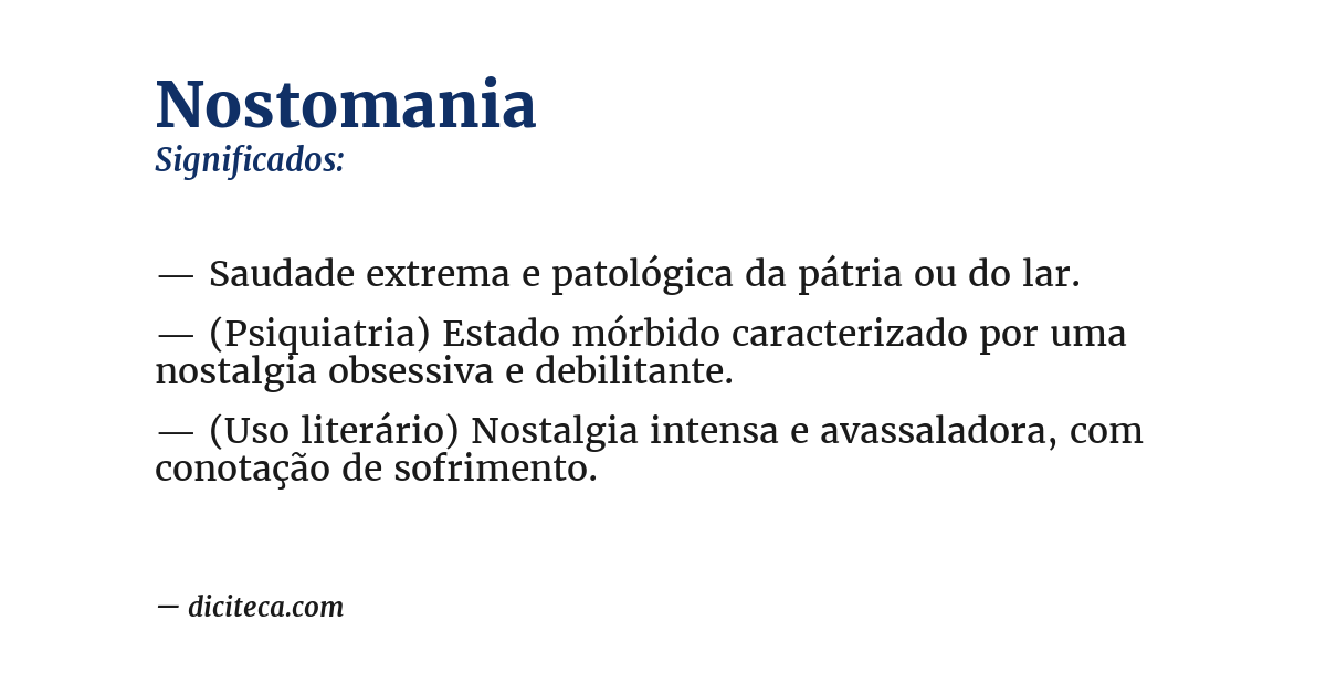 Significado de nostomania