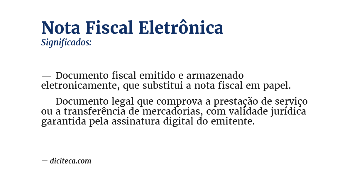 Significado de nota fiscal eletrônica