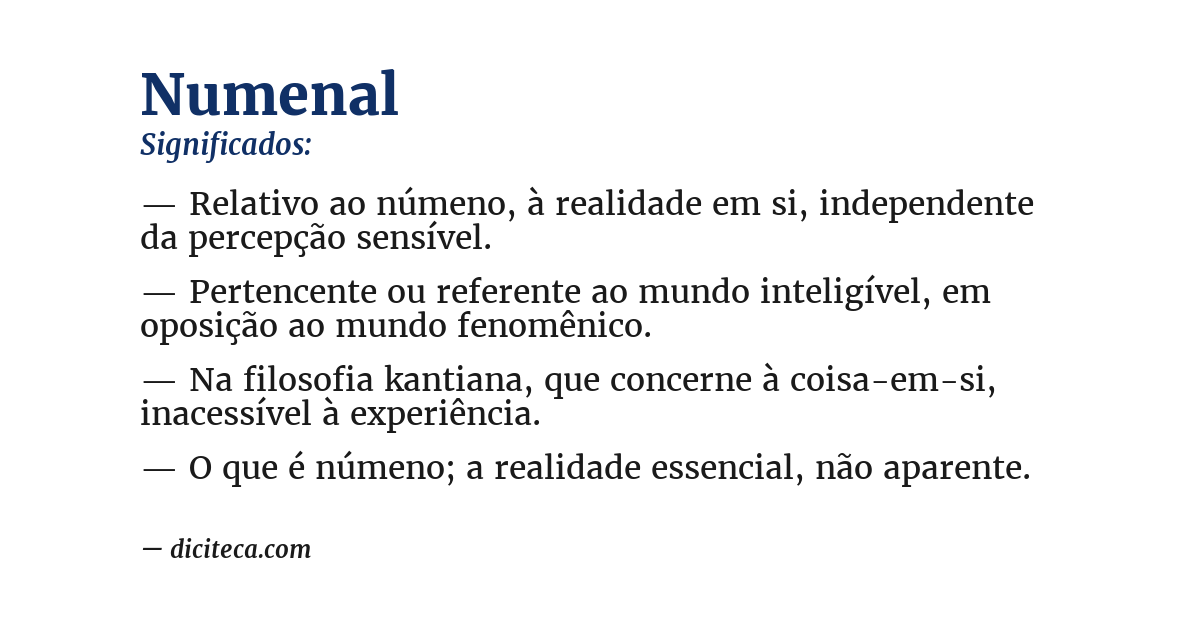 Significado de numenal