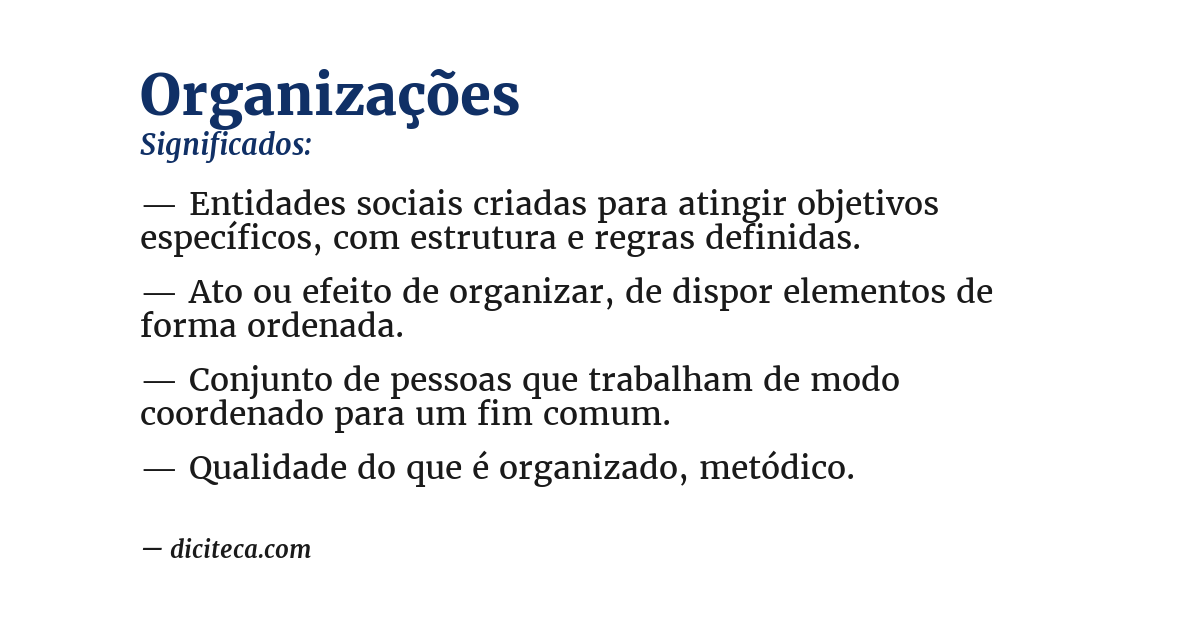Significado de organizações