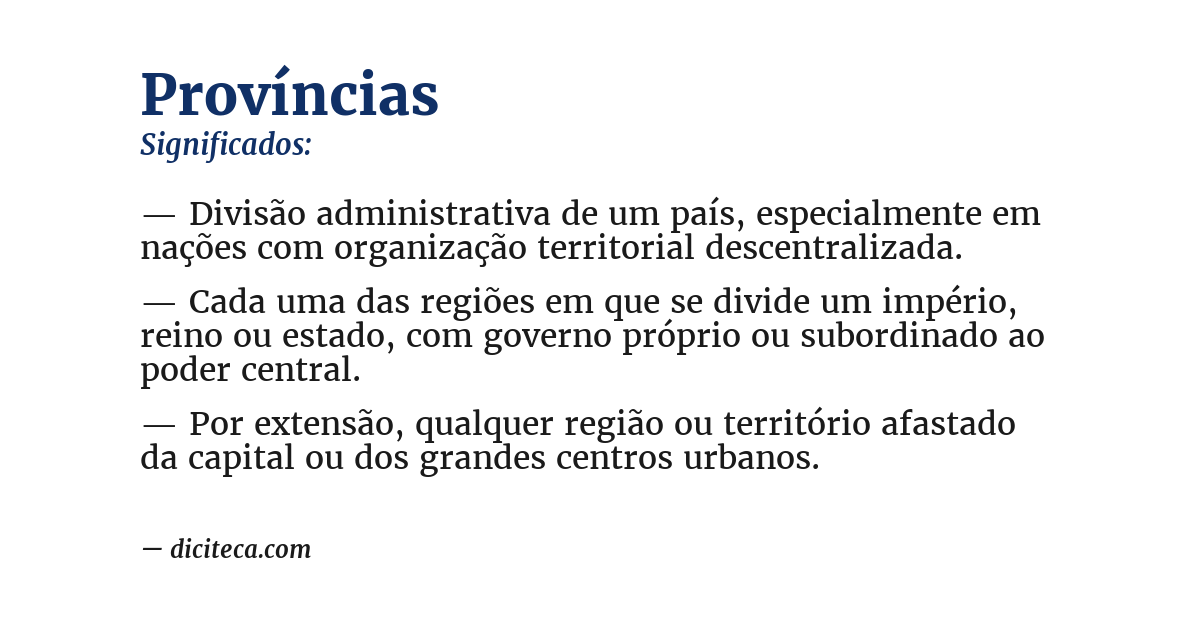 Significado de províncias