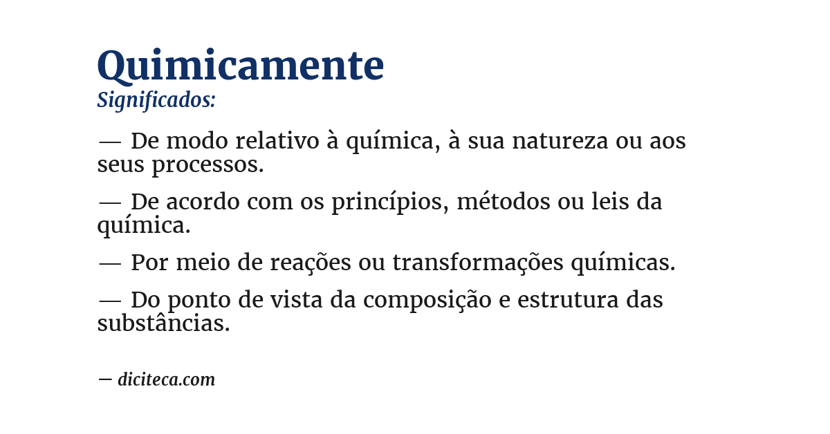 Significado de quimicamente