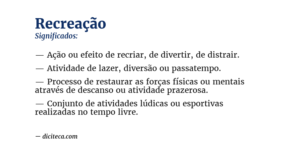 Significado de recreação