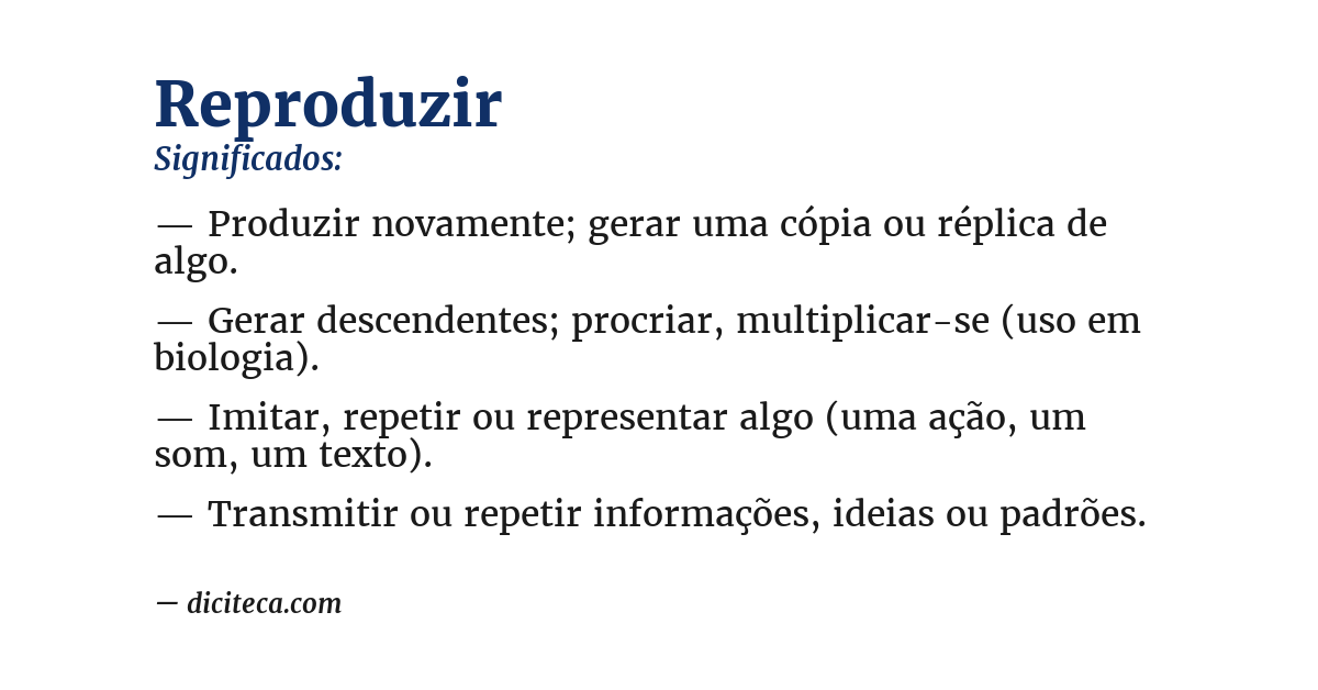 Significado de reproduzir
