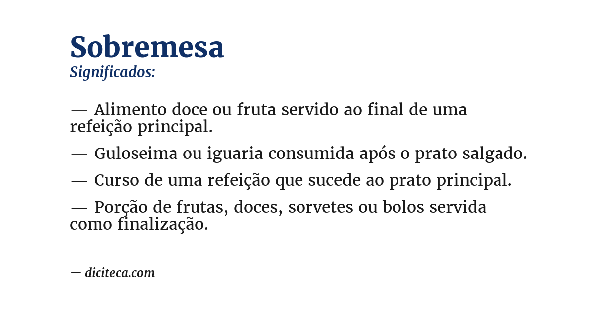 Significado de sobremesa