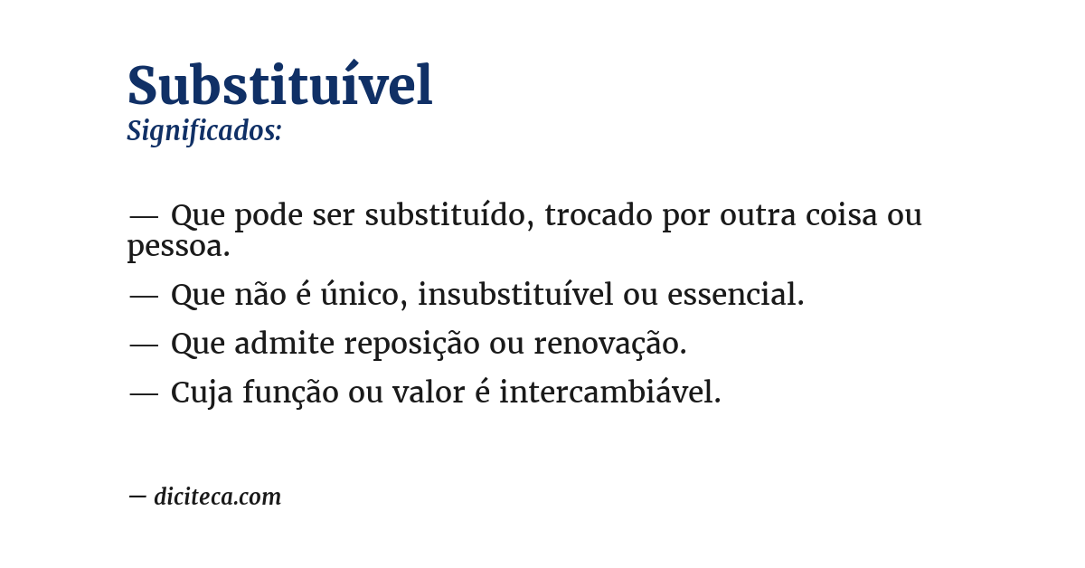 Significado de substituível