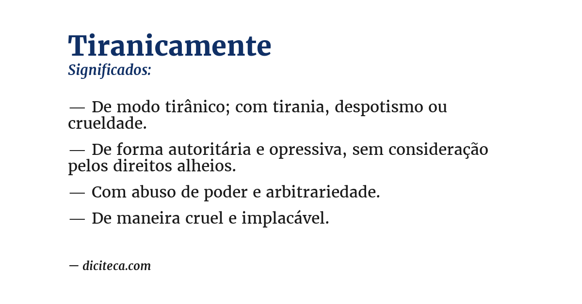 Significado de tiranicamente