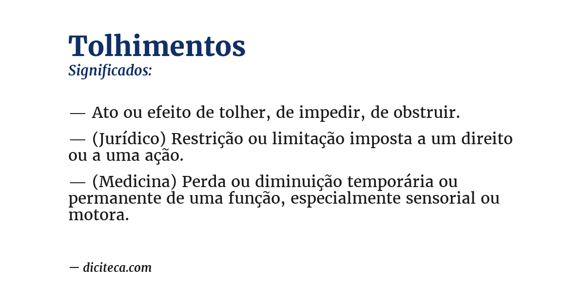 Significado de tolhimentos