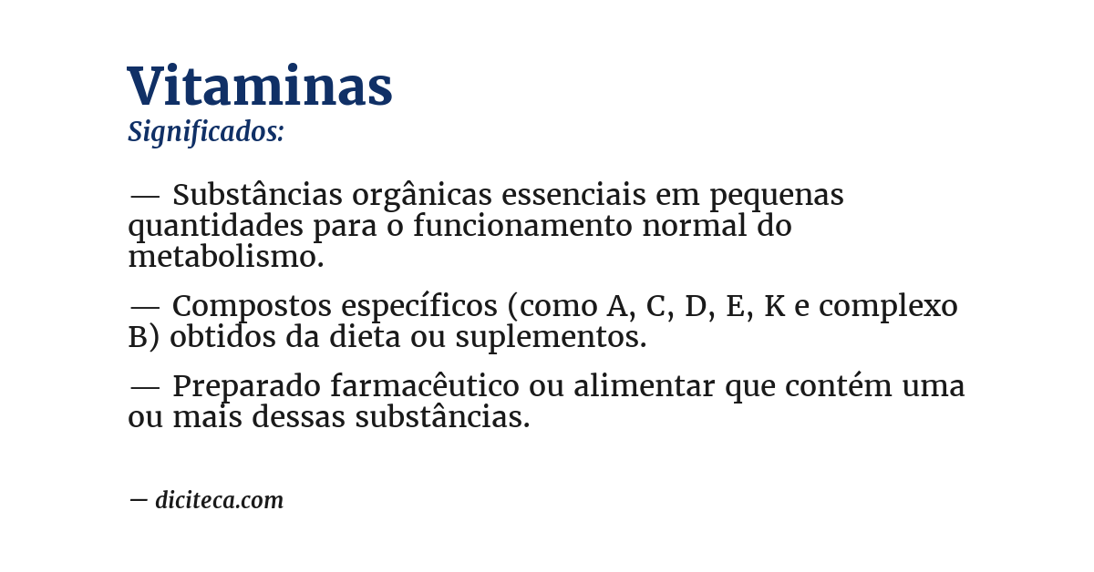 Significado de vitaminas