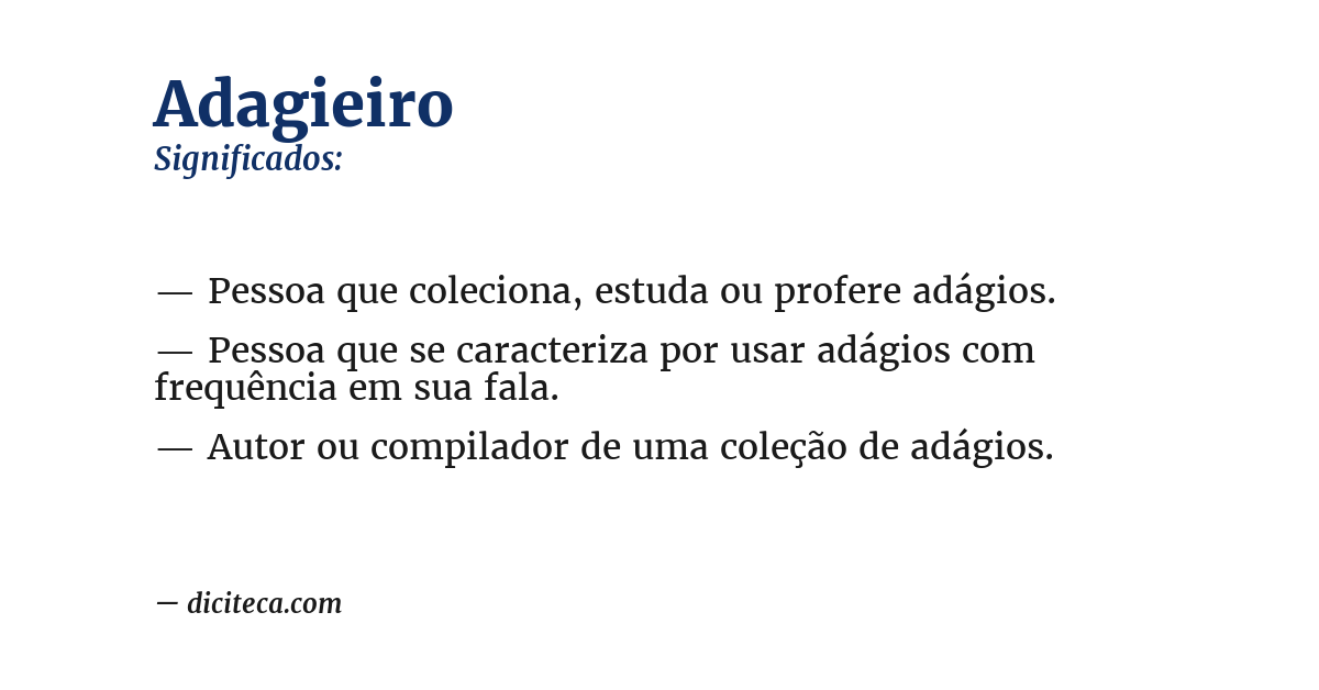 Significado de adagieiro